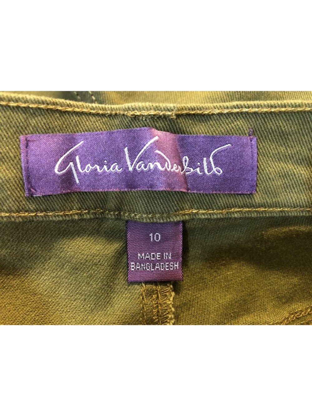 Gloria Vanderbilt Amanda Slimming High Rise Tapered Leg Olive Jeans Size 10 Ave - Picture 8 of 12